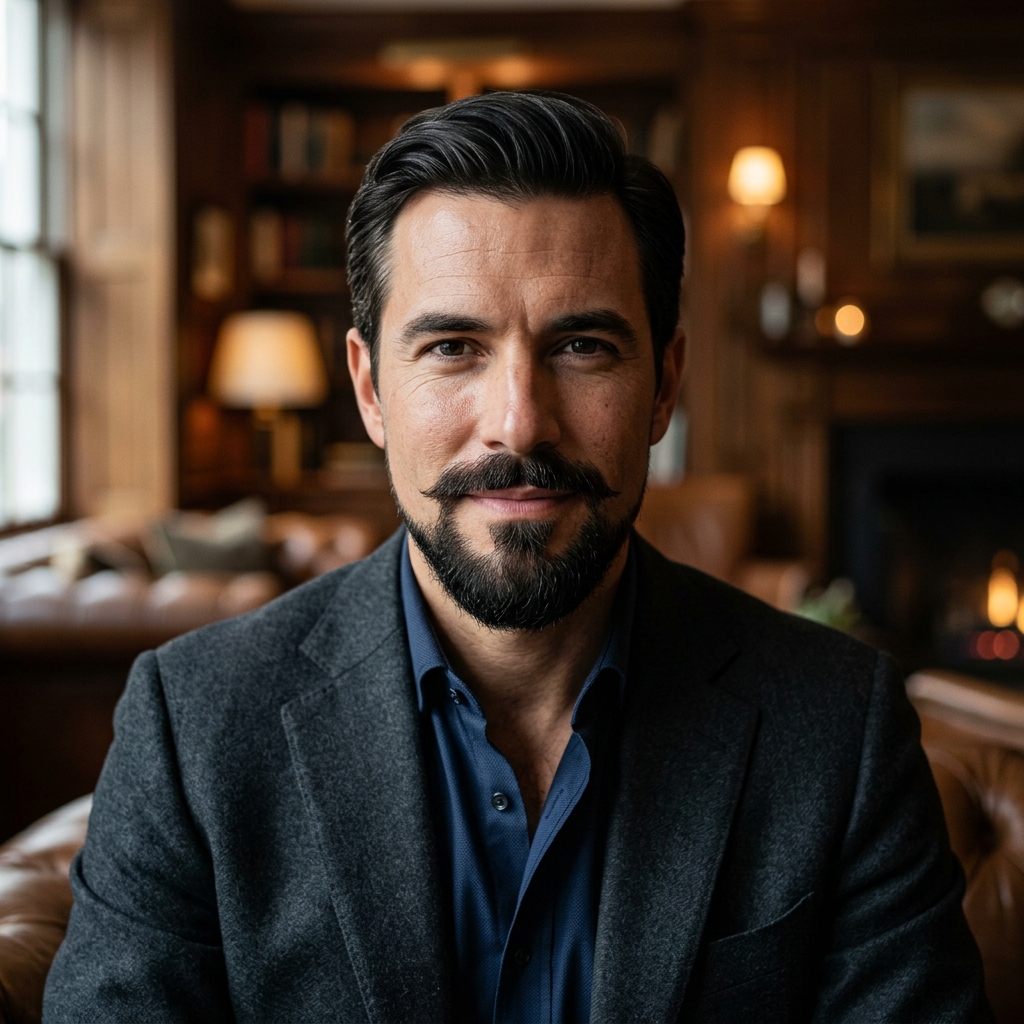 Estilo de barba Balbo com bigode flutuante