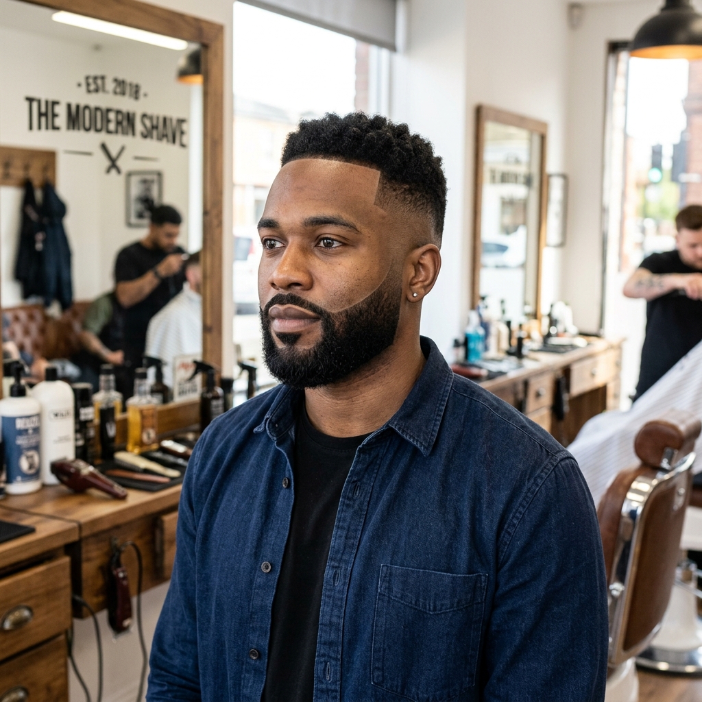 Barba com corte degradê fade lateral perfeito