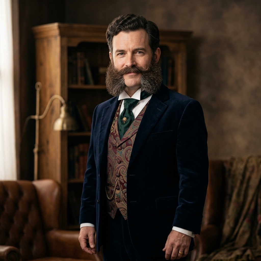 Estilo de barba Hulihee clássico vitoriano