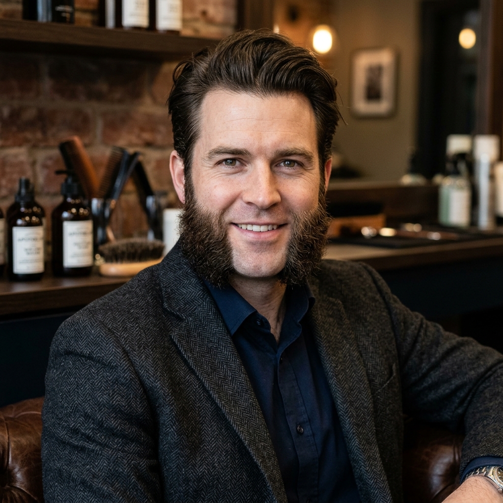 Estilo de barba mutton chops com costeletas largas