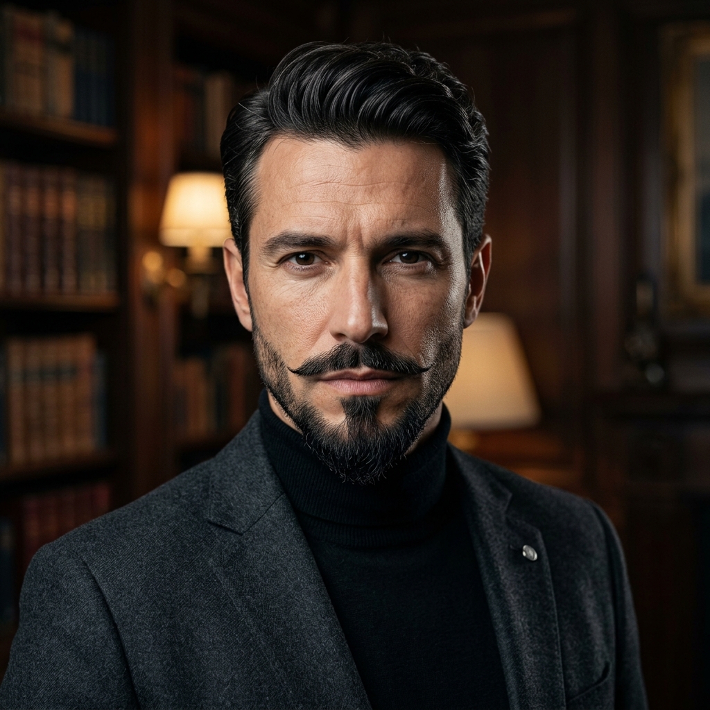 Detalhe de barba desenhada estilo âncora
