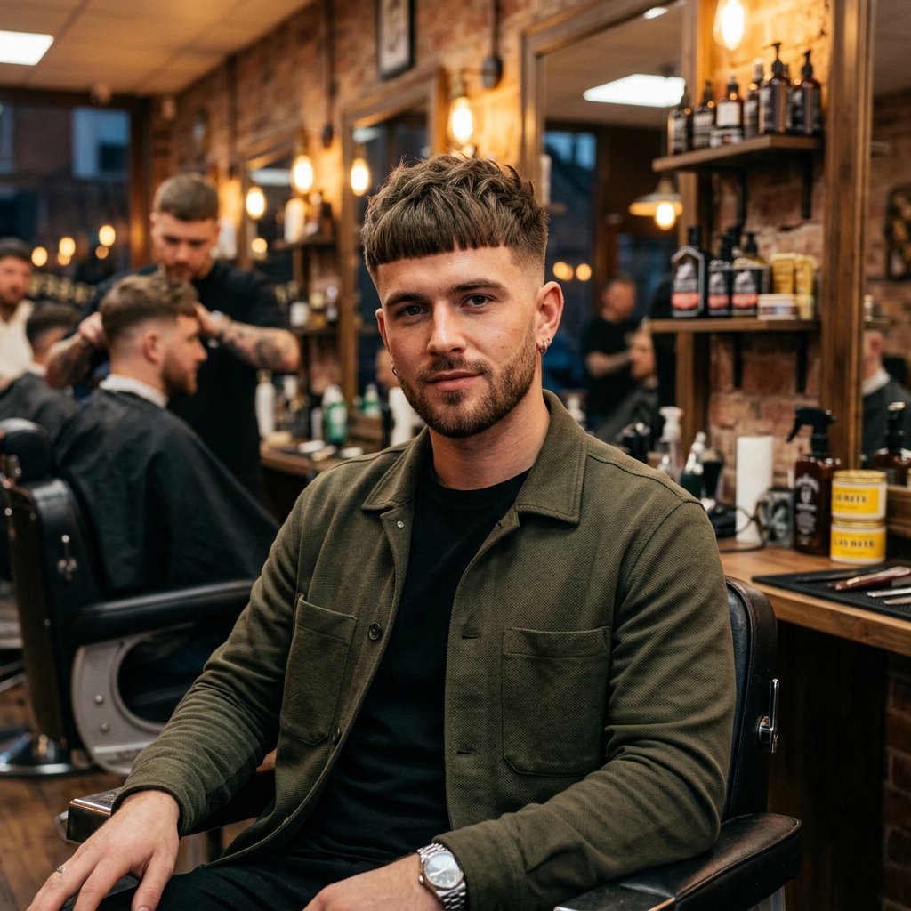 Corte de cabelo French Crop masculino com franja