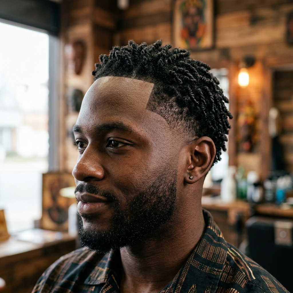Cabelo afro masculino finalizado com nudred