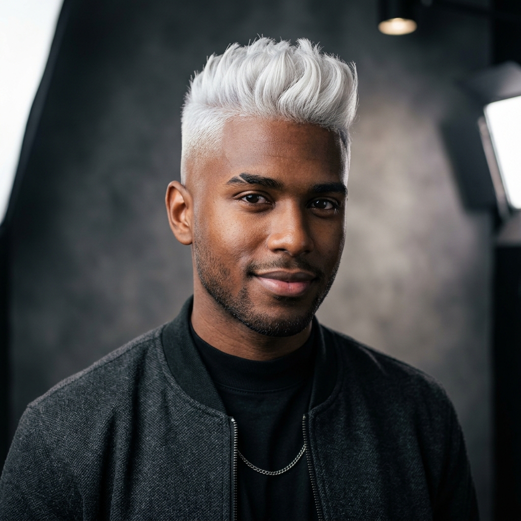 Cabelo masculino platinado nevou