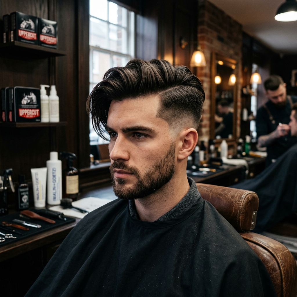 Undercut masculino jogado para o lado